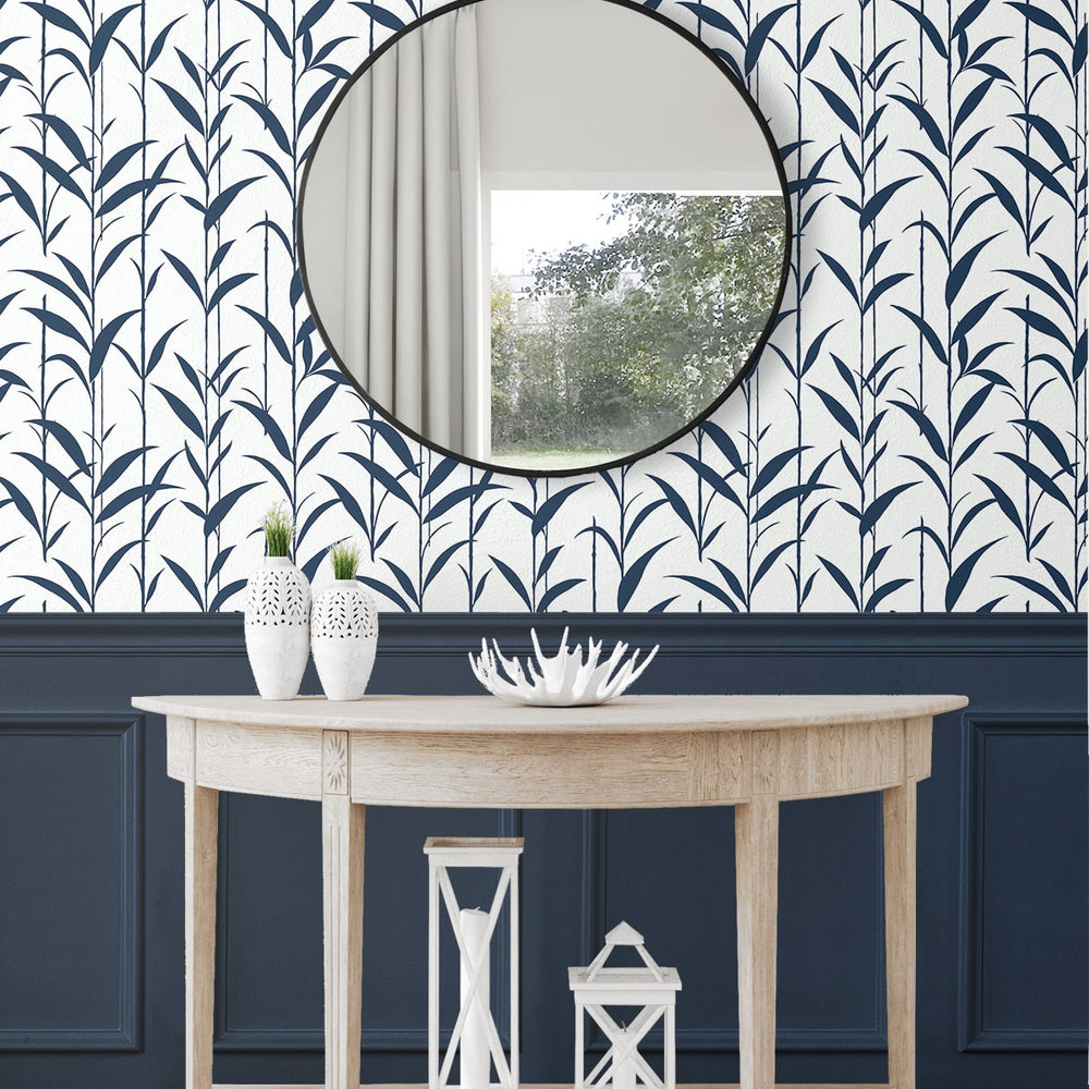 NW51402 bamboo leaf peel and stick wallpaper entryway from NextWall
