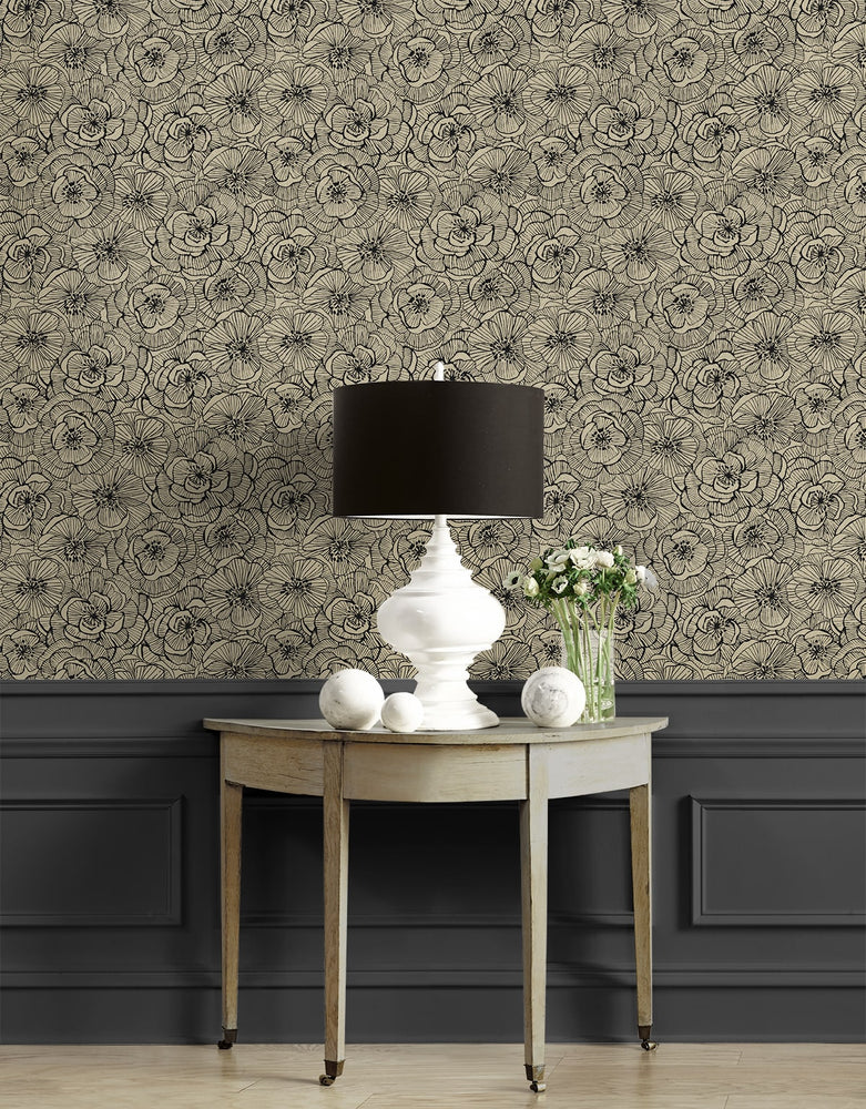 NW51505 floral peel and stick wallpaper entryway from NextWall