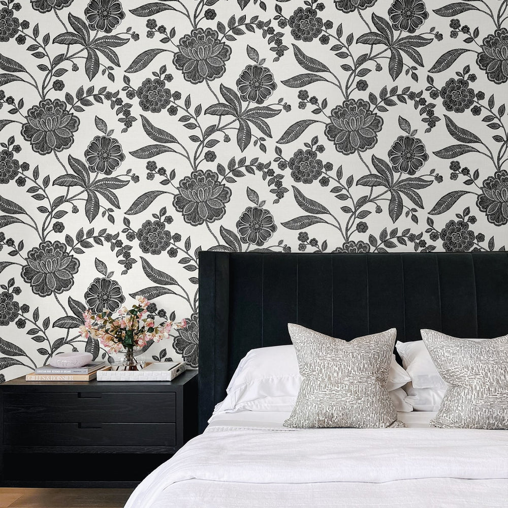 
                  
                    NW51600 jacobean floral peel and stick wallpaper bedroom from NextWall
                  
                