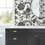 NW51600 jacobean floral peel and stick wallpaper bathroom from NextWall