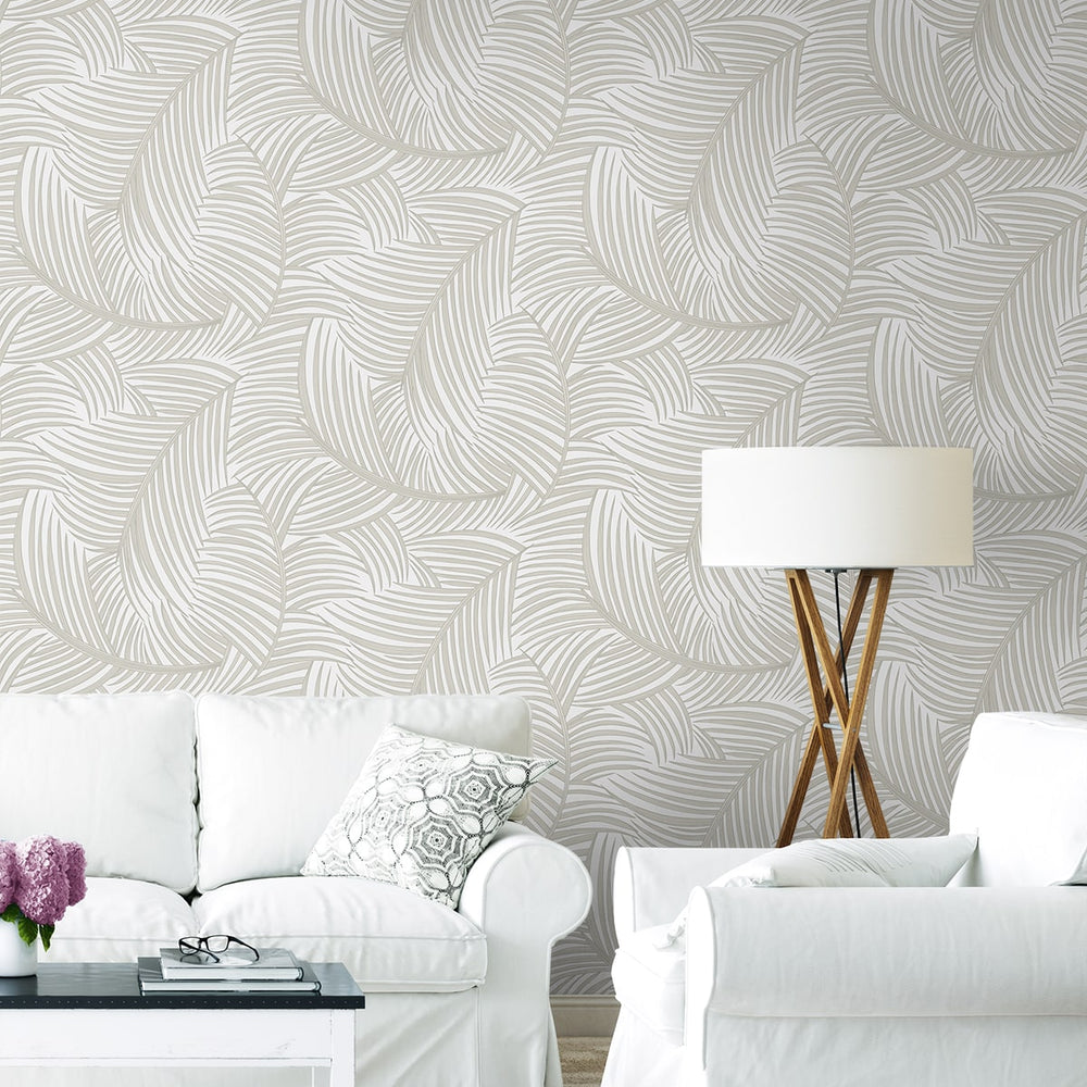
                  
                    NW51907 palm leaf peel and stick wallpaper living room from NextWall
                  
                