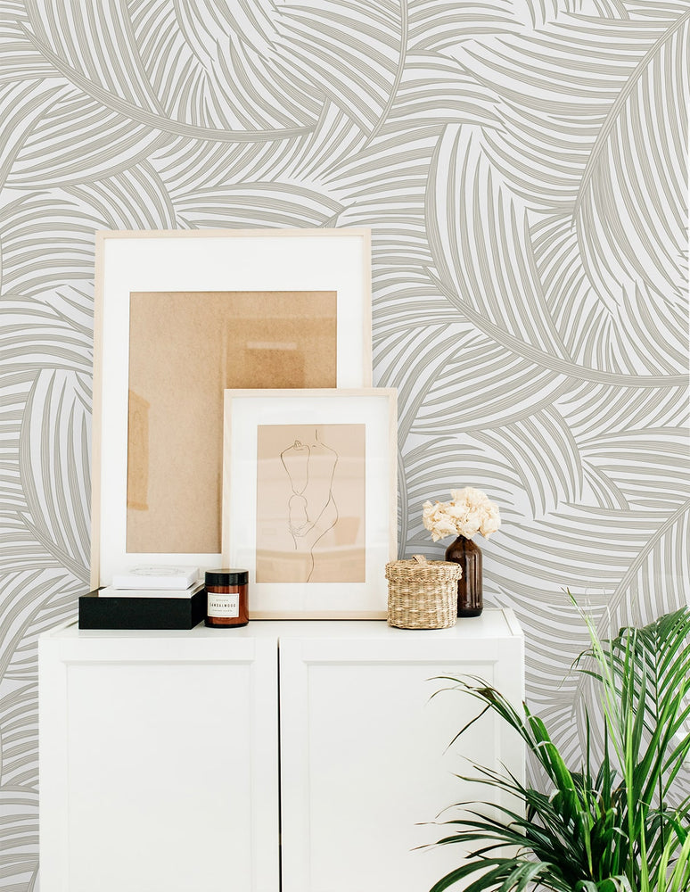 NW51907 palm leaf peel and stick wallpaper decor from NextWall