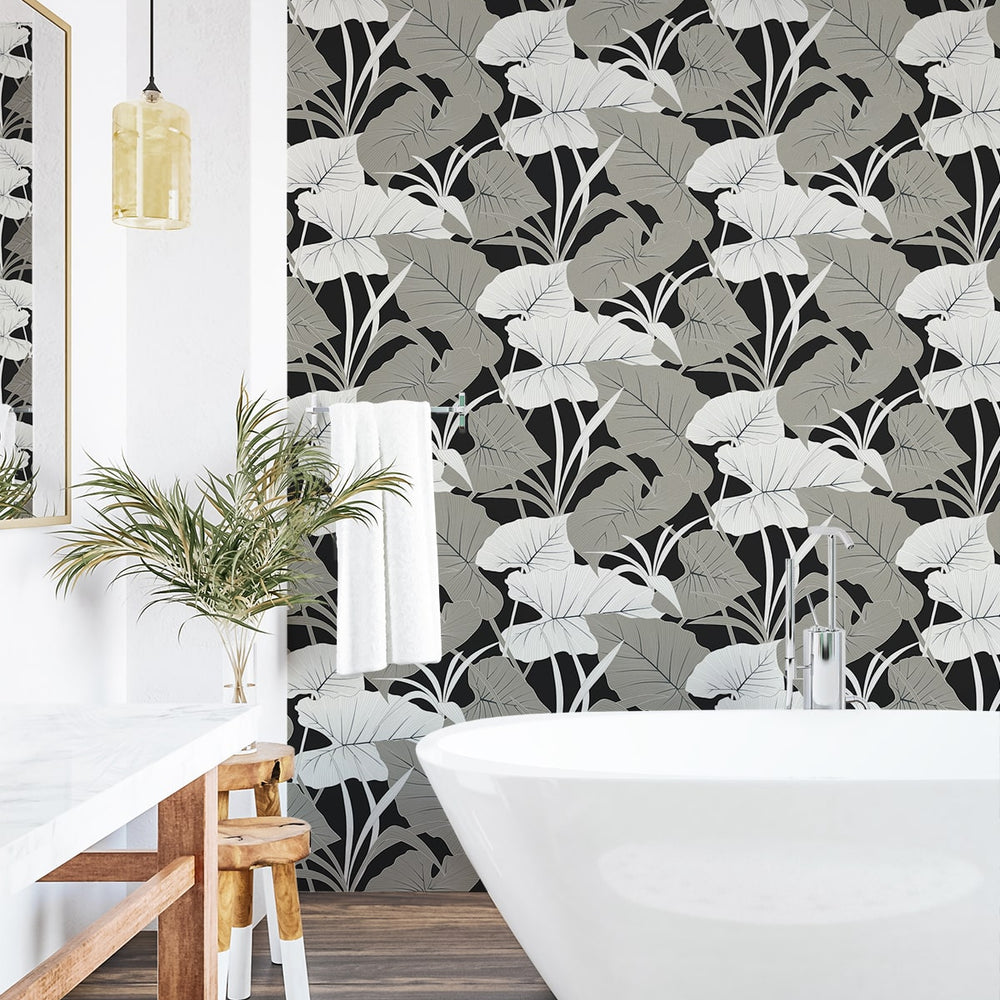 
                  
                    NW52000 elephant leaf peel and stick wallpaper bathroom from NextWall
                  
                