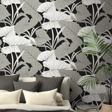 NW52000 elephant leaf peel and stick wallpaper bedroom from NextWall