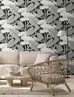 NW52000 elephant leaf peel and stick wallpaper living room from NextWall