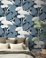 NW52002 elephant leaf peel and stick wallpaper bedroom from NextWall