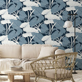 NW52002 elephant leaf peel and stick wallpaper living room from NextWall