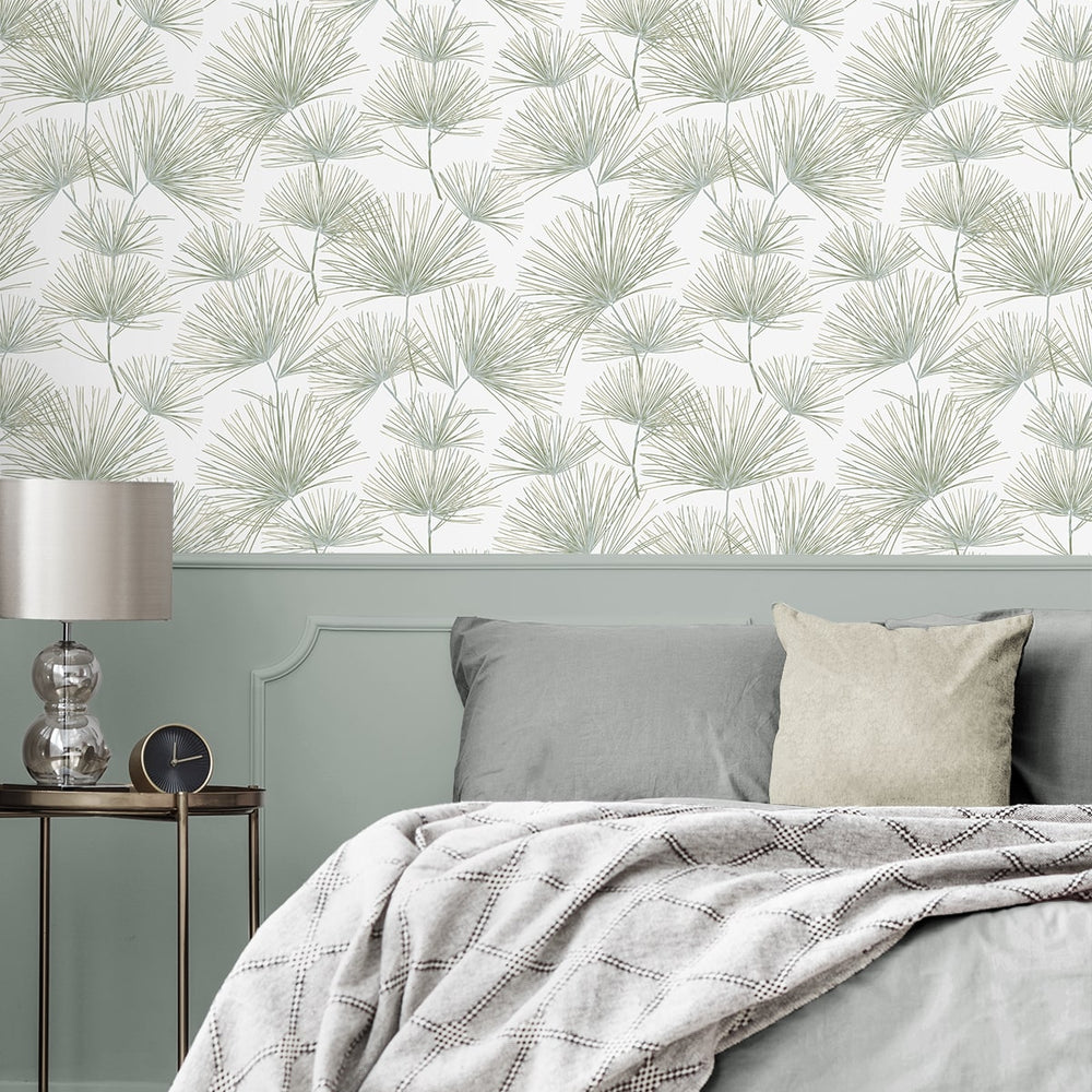 
                  
                    NW52104 pine needle botanical peel and stick wallpaper bedroom from NextWall
                  
                