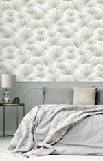 NW52104 pine needle botanical peel and stick wallpaper bedroom from NextWall