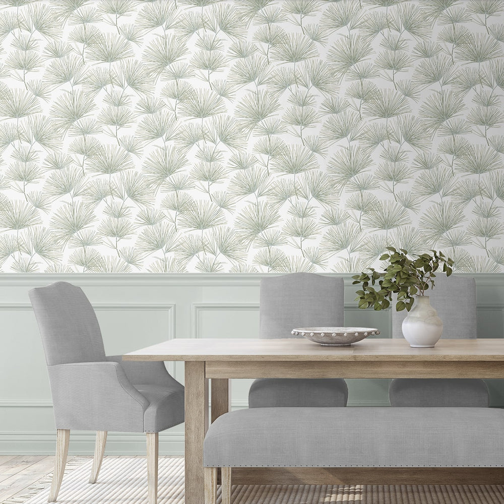 
                  
                    NW52104 pine needle botanical peel and stick wallpaper dining room from NextWall
                  
                