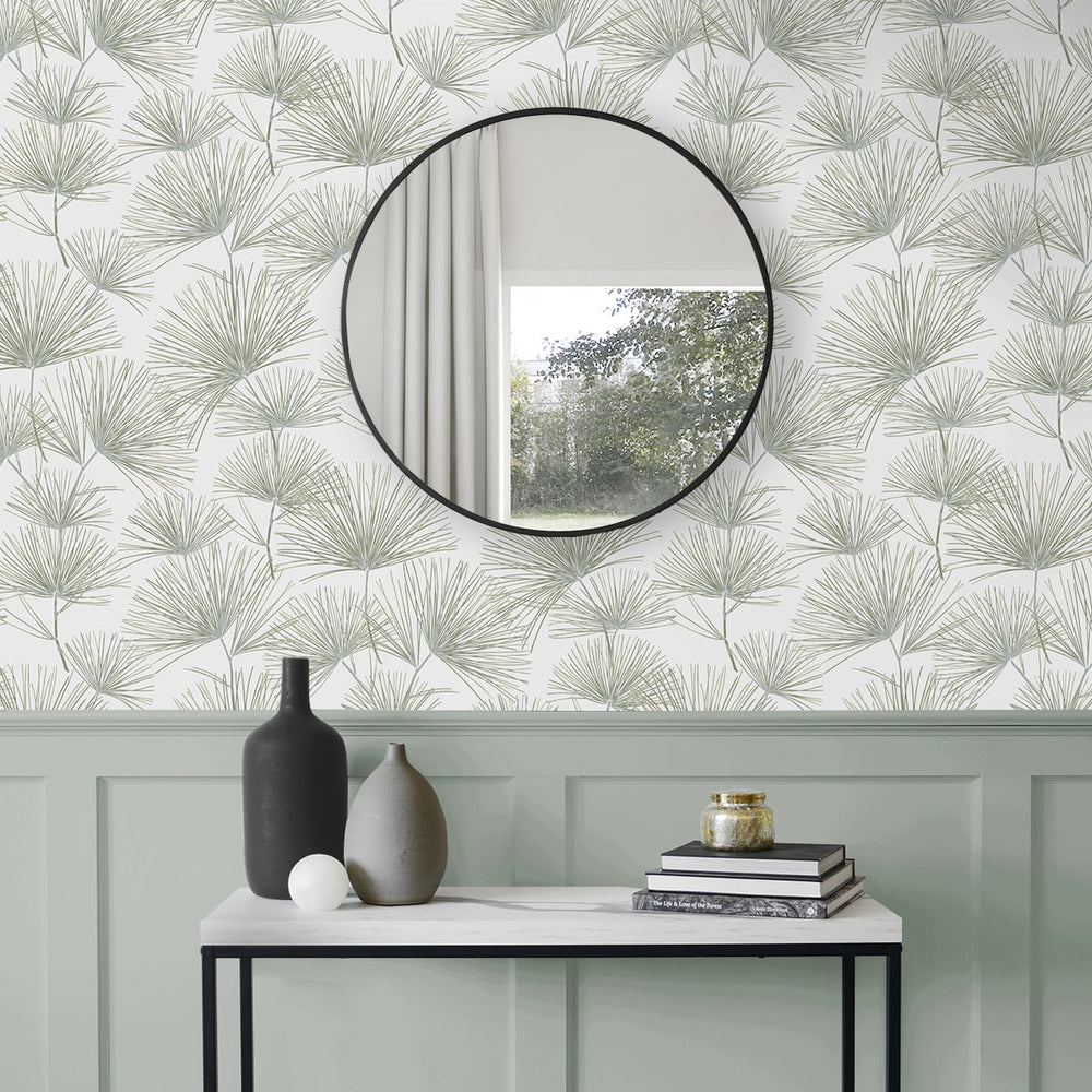 
                  
                    NW52104 pine needle botanical peel and stick wallpaper entryway from NextWall
                  
                