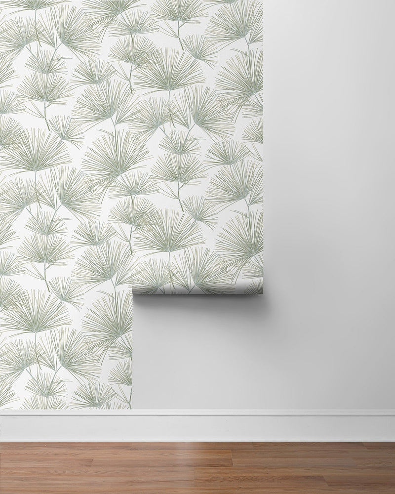NW52104 pine needle botanical peel and stick wallpaper roll from NextWall