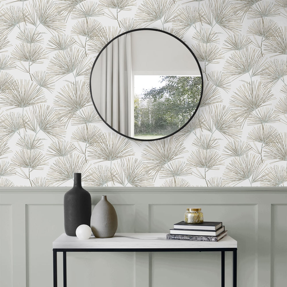 
                  
                    NW52107 pine needle botanical peel and stick wallpaper entryway from NextWall
                  
                