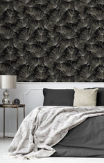 NW52110 pine needle botanical peel and stick wallpaper bedroom from NextWall