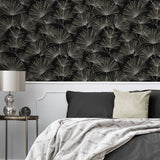 NW52110 pine needle botanical peel and stick wallpaper bedroom from NextWall