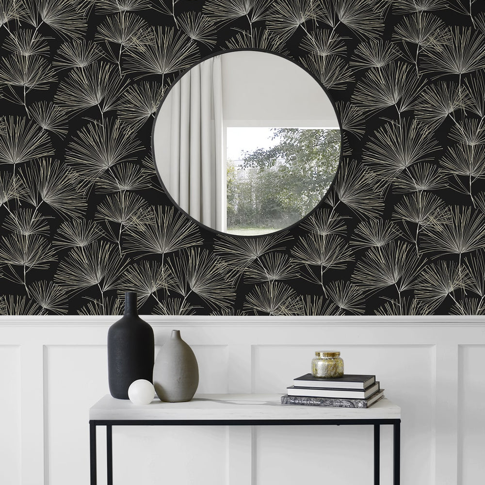 
                  
                    NW52110 pine needle botanical peel and stick wallpaper entryway from NextWall
                  
                