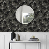 NW52110 pine needle botanical peel and stick wallpaper entryway from NextWall