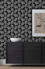 NW52200 gingko leaf peel and stick wallpaper entryway from NextWall