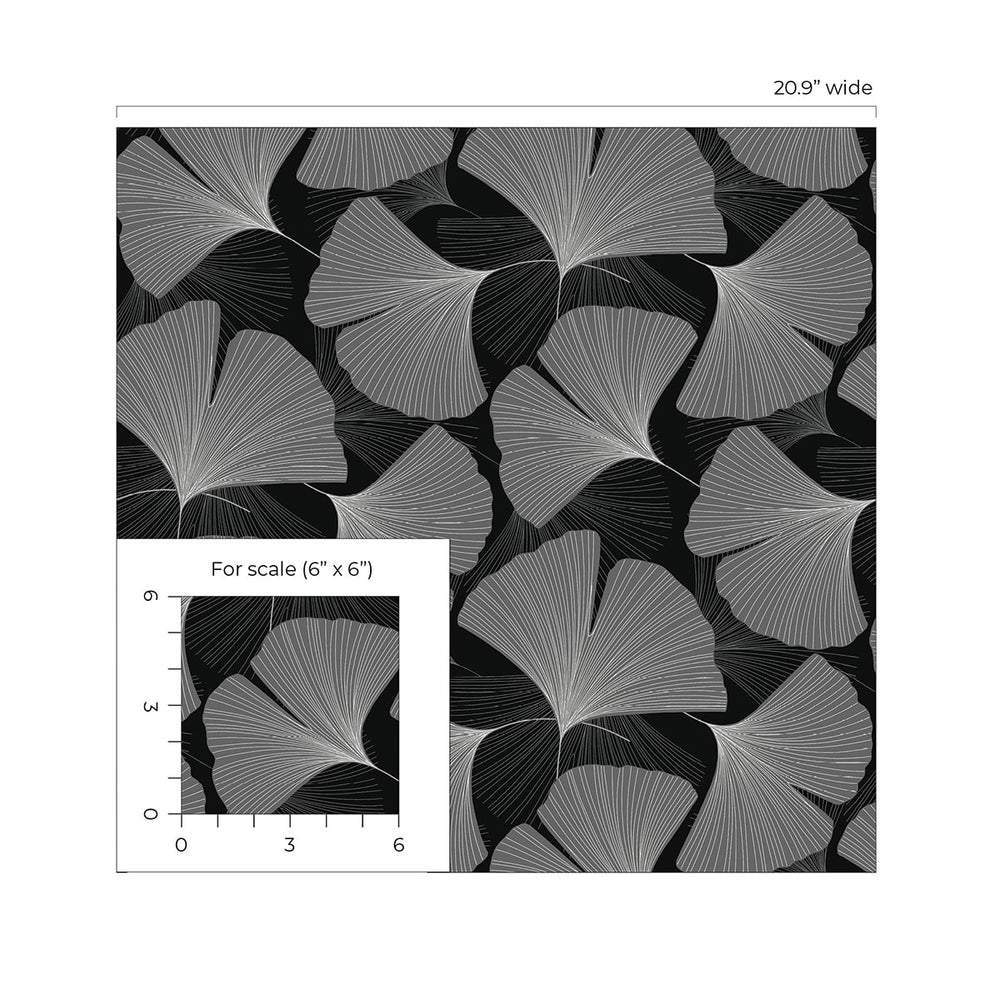 NW52200 gingko leaf peel and stick wallpaper scale from NextWall