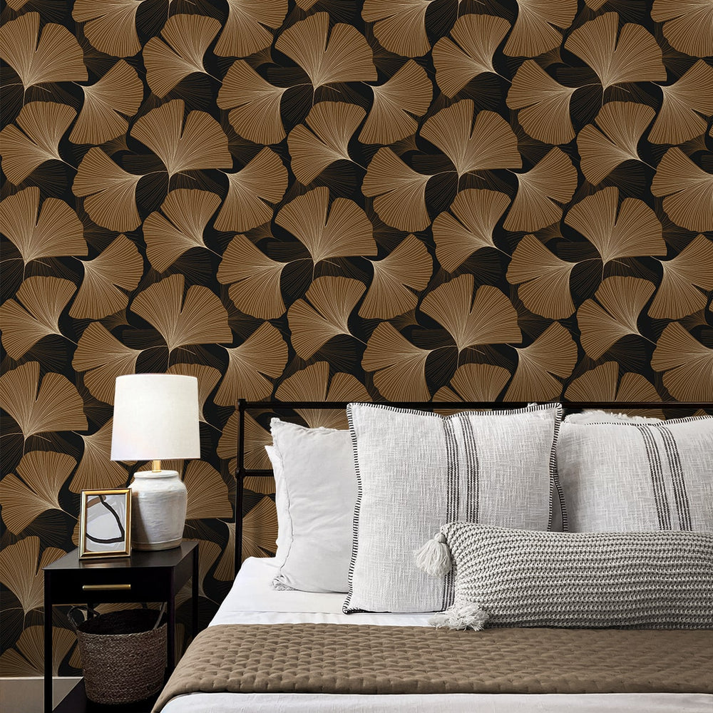 
                  
                    NW52206 gingko leaf peel and stick wallpaper bedroom from NextWall
                  
                