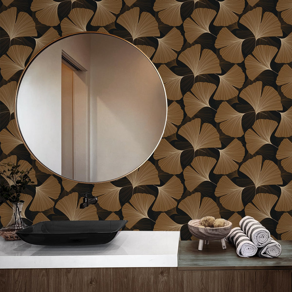 
                  
                    NW52206 gingko leaf peel and stick wallpaper bathroom from NextWall
                  
                