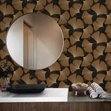 NW52206 gingko leaf peel and stick wallpaper bathroom from NextWall