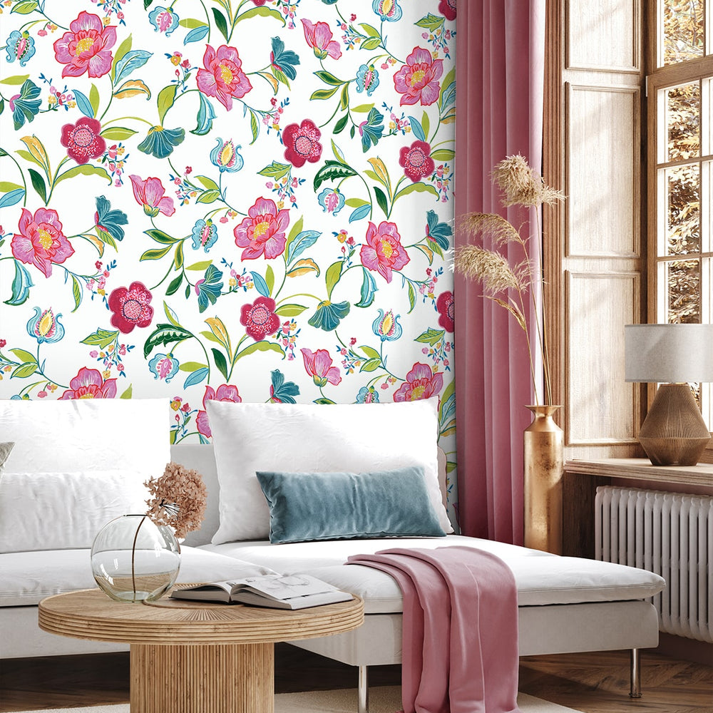 
                  
                    NW52300 floral peel and stick wallpaper living room from NextWall
                  
                