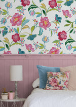 NW52300 floral peel and stick wallpaper bedroom from NextWall