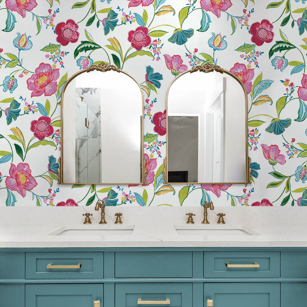 
                  
                    NW52300 floral peel and stick wallpaper bathroom from NextWall
                  
                