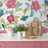 NW52300 floral peel and stick wallpaper kitchen from NextWall