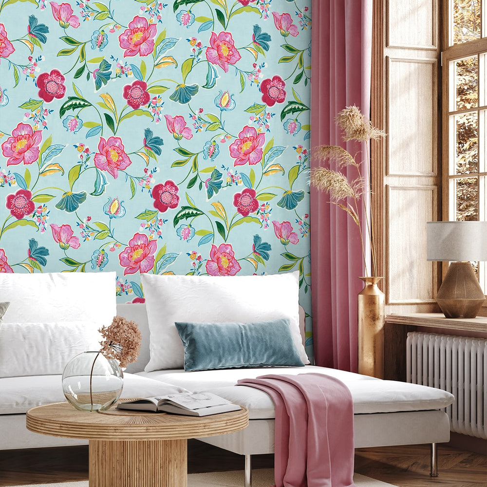 
                  
                    NW52302 floral peel and stick wallpaper living room from NextWall
                  
                