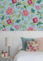 NW52302 floral peel and stick wallpaper bedroom from NextWall