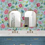 NW52302 floral peel and stick wallpaper bathroom from NextWall