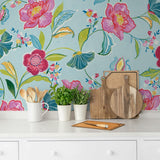 NW52302 floral peel and stick wallpaper kitchen from NextWall
