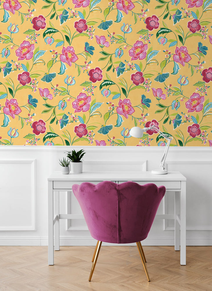 NW52306 floral peel and stick wallpaper office from NextWall