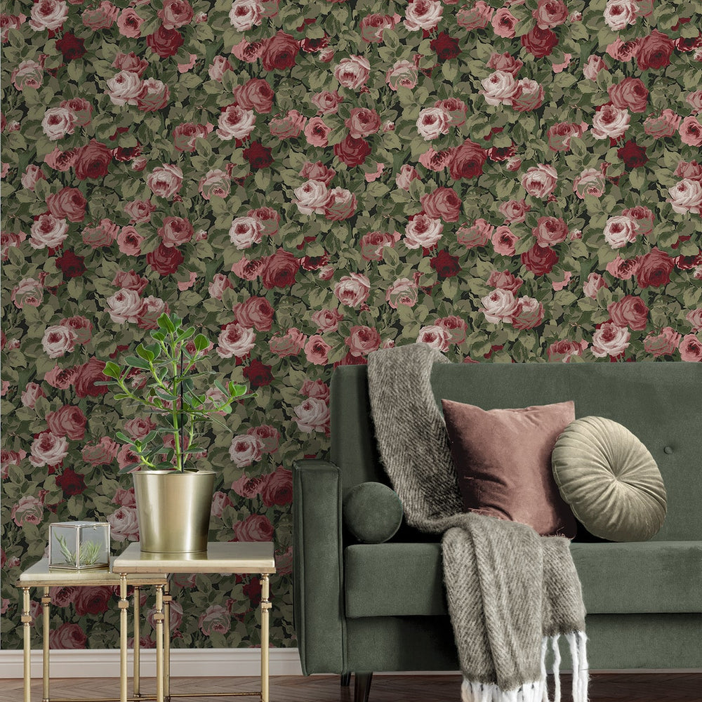 
                  
                    NW52401 rose garden floral peel and stick wallpaper living room from NextWall
                  
                