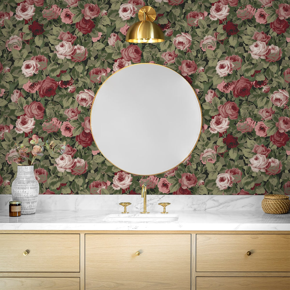 
                  
                    NW52401 rose garden floral peel and stick wallpaper bathroom from NextWall
                  
                
