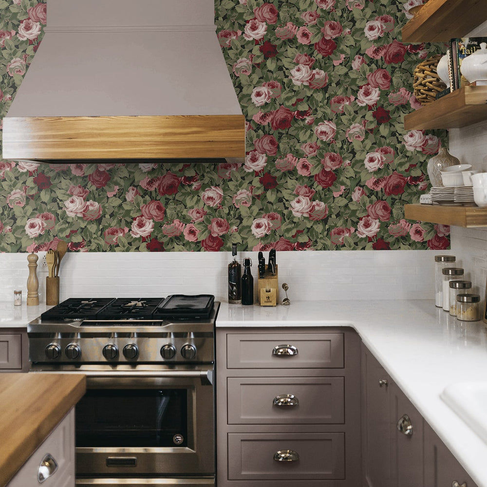 
                  
                    NW52401 rose garden floral peel and stick wallpaper kitchen from NextWall
                  
                