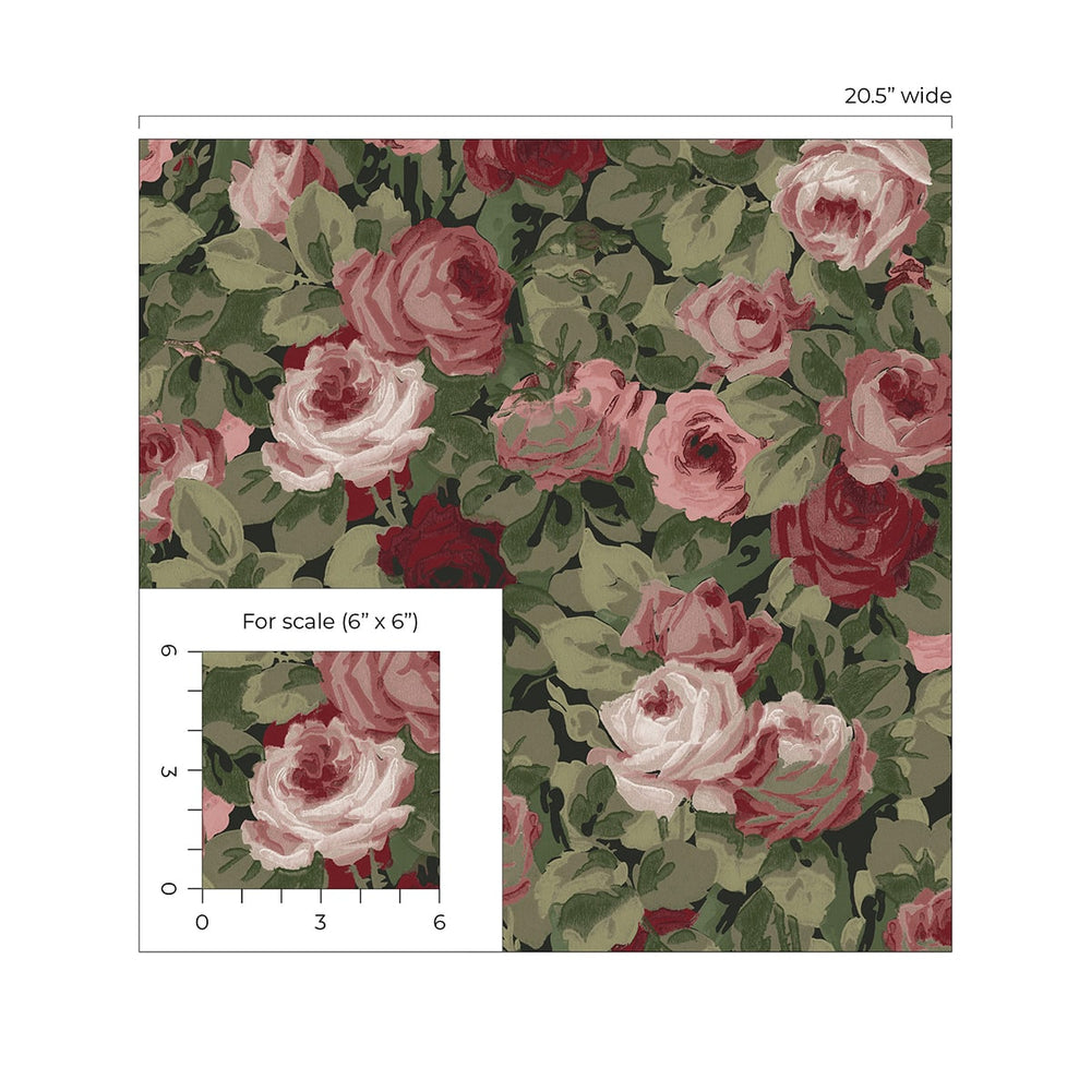 NW52401 rose garden floral peel and stick wallpaper scale from NextWall
