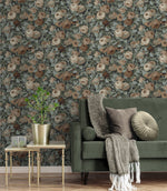 NW52402 rose garden floral peel and stick wallpaper living room from NextWall