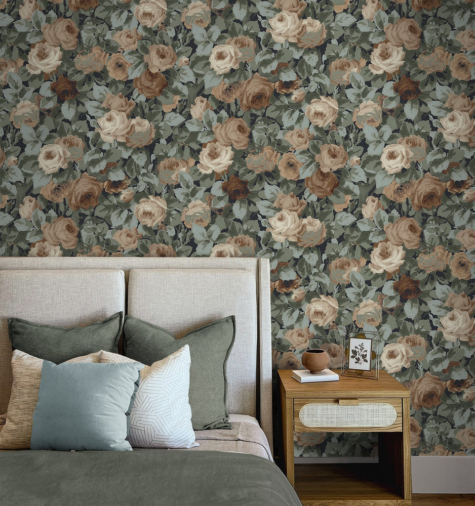 NW52402 rose garden floral peel and stick wallpaper bedroom from NextWall