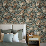 NW52402 rose garden floral peel and stick wallpaper bedroom from NextWall