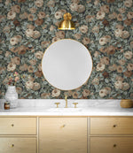 NW52402 rose garden floral peel and stick wallpaper bathroom from NextWall