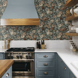 NW52402 rose garden floral peel and stick wallpaper kitchen from NextWall