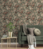 NW52407 rose garden floral peel and stick wallpaper living room from NextWall