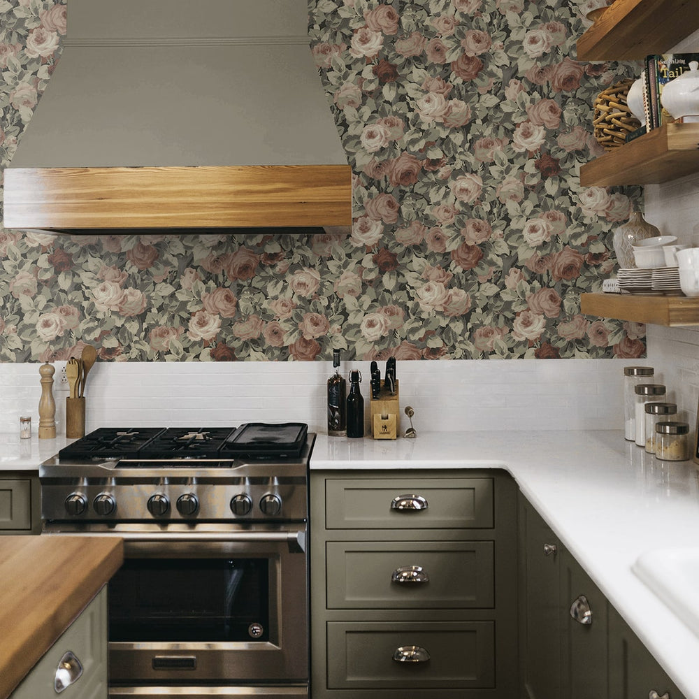 
                  
                    NW52407 rose garden floral peel and stick wallpaper kitchen from NextWall
                  
                