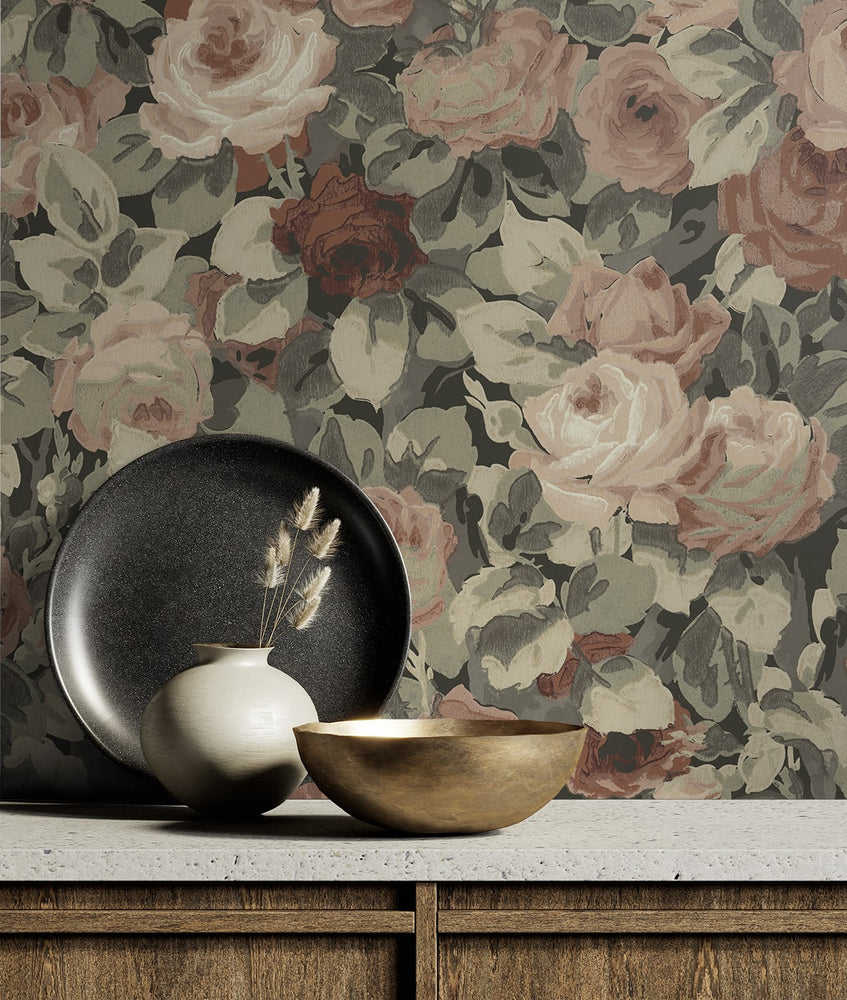 NW52407 rose garden floral peel and stick wallpaper decor from NextWall