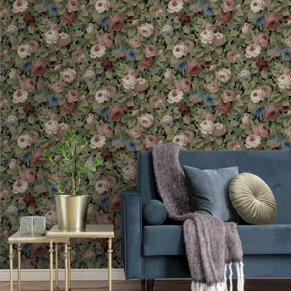 
                  
                    NW52411 rose garden floral peel and stick wallpaper living room from NextWall
                  
                