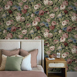 NW52411 rose garden floral peel and stick wallpaper bedroom from NextWall