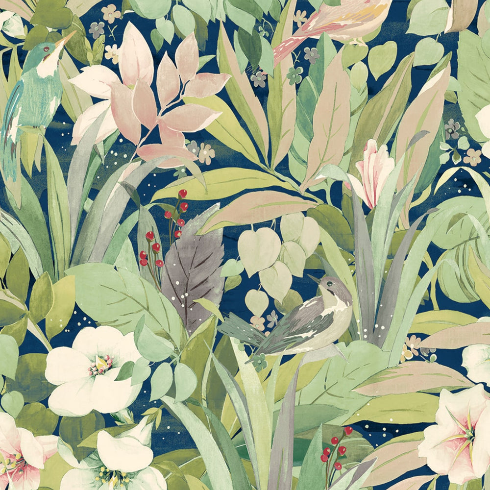 NW52502 bird garden peel and stick wallpaper from NextWall